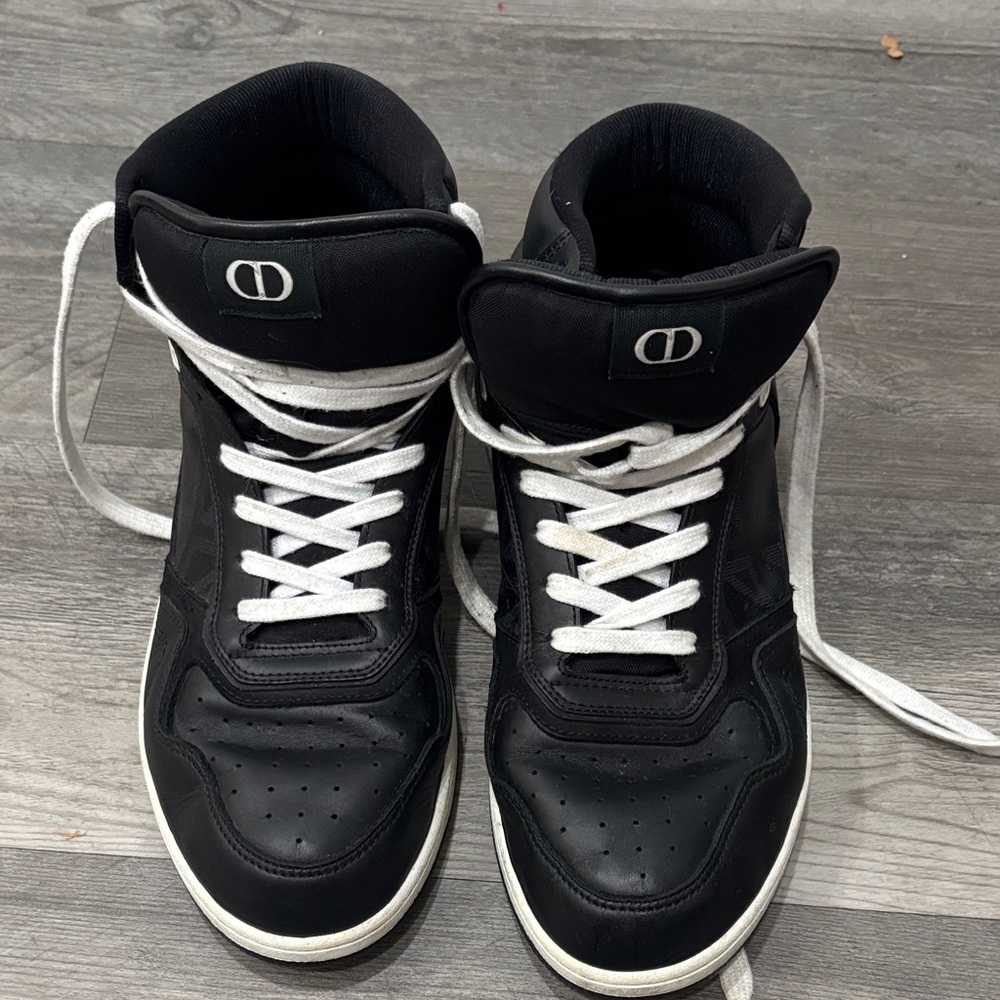 Dior Men's Black and White High-Top Sneakers